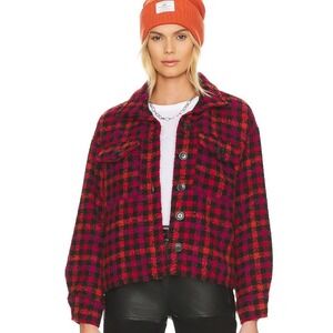 Sanctuary Knit Shacket Womens Large Roller Plaid Checkered Grunge Fall Jacket‎